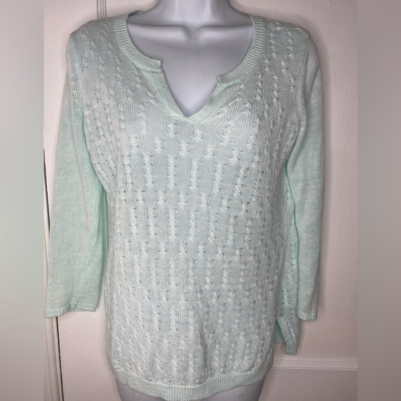 Tommy Bahama Light Mint Green/Blue Sweater. Pictured AS IS - Picture 1 of 7